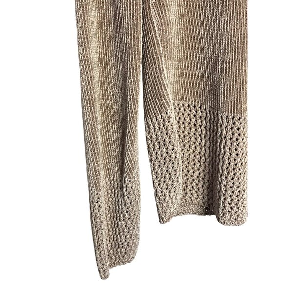 CLIO Sweater Knit Size Small Tan Crew Neck Long Sleeve Boho Chic Flaw - Picture 4 of 15